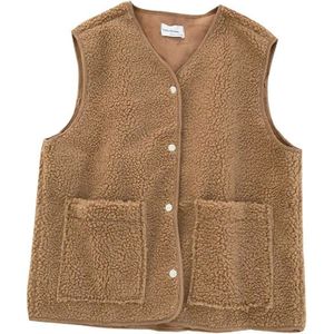 Trui Vest Vrouwen Koreaanse Lamswol V-hals Mouwloze Pocket Alle-Match Zachte Comfortabele Eenvoudige Street-Wear Losse Leisure