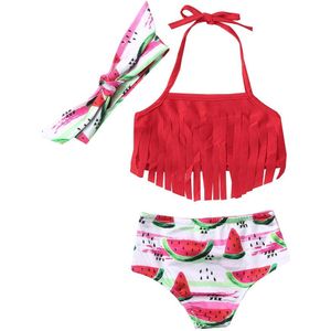 Kids Baby Meisjes Kwastje Watermeloen Print Kwasten Zomer Badmode Badpak Bikini Outfits Kleine Meisje Zwembad Strand Dragen