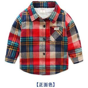Baby Jongens Shirt Herfst En Winter Koreaanse Plaid Gedrukte Letters Katoen Jongens Plaid En Fluwelen Jongen Shirts Voor kinderen
