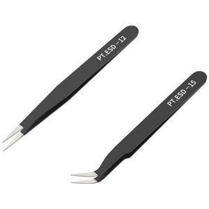 2 Stuks Anti-Statische Precisie Pincet Set Pinzas Pincet Roestvrij Staal Wenkbrauw Pincet Wimper Extension Gereedschappen Makeup Kit Tool