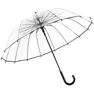 16-Bone Semi-Automatische Transparante Paraplu Japanse Kleine Verse Lange Handvat Rechte Paraplu Dual-Gebruik Regen En Zonneschijn Paraplu