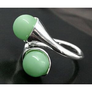 Zeldzame Groene Gem Bead Ronde Edelstenen 925 Sterling Ring Maat 7 8 9 10&gt; Mooie Fijne Adel Dame oorbellen Voor Vrouwen Sieraden