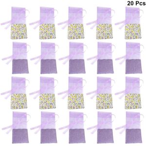 20Pcs Gaas Lavendel Tassen Geur Pouch Lege Zakjes Tas Voor Garderobe Auto (Oude Donker Paars En Oude Licht paars, 10 Van Elk)