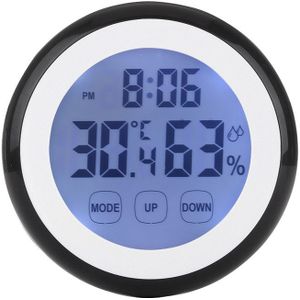 Plastic Digitale Lcd Elektronische Vochtigheid Temperatuur Tijd Functie Wandklok Thermometer Hygrometer Met Black Light Klokken