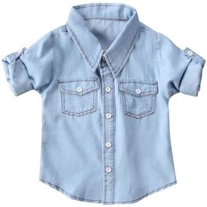 1-6Y Casual Pasgeboren Baby Jongens Meisjes Lange Mouwen Turn-Down Kraag Enkele Breasted Denim Blauw Shirts Outfit Lente fall