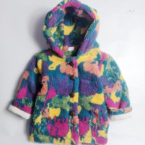 100-160 cm Kids Warme Fluwelen Fleece Meisjes Winterjas Kleurrijke kinderen Winter Jas Voor Tiener Meisjes Jongen leuke Oor Windjack