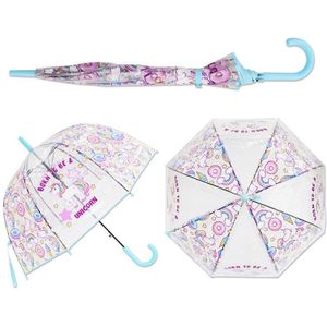 Cartoon Kinderen Paraplu Jongen Meisje Eenhoorn Transparante Paraplu Lange Handvat Semi-Automatische Waterdichte Paraplu Kinderen Umbr