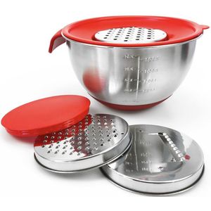 Keuken Stapelbaar Rvs Mixing Bowls Antislip Siliconen Basis Noedelkom Met Luchtdicht Deksel/Meting Merken/ rasp Set