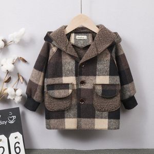 Meisjes Jongens Winter Fleece Plaid Kapmantel Baby Kids Kinderen Lange Mouwen Dikke Warme Jas Wo Kleuren