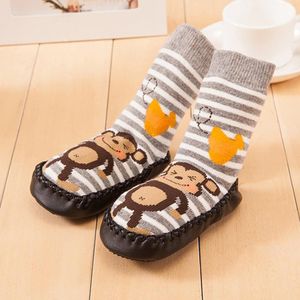 Outad Kids Sokken Baby Jongens Meisjes Warm Leuke Cartoon Gedrukt Sokken Kinderkleding Toebehoren Unisex Anti-Slip Schoenen Boot slipper Sok