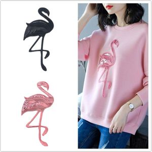 GODIER borduren grote flamingo crane doek badge borduren patch kraal borduren badge kleding accessoires