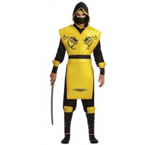 M/L Geel Ninja Kostuum Voor Man, Goedkope Carnaval Cosplay, Halloween En Party Dress Up