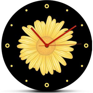 Geel Daisy Bloem Gedrukt Grote Wandklokken Horloge Modern Zonnebloem Rustig Sweep Quartz Torenuurwerk Home Decor