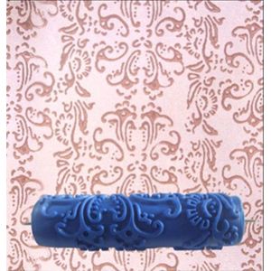7 Inch 3D Rubber Muur Decoratieve Schilderkunst Roller, Patroon Roller Wanddecoratie Gereedschap Zonder Handvat Grip, rose Roller Verf
