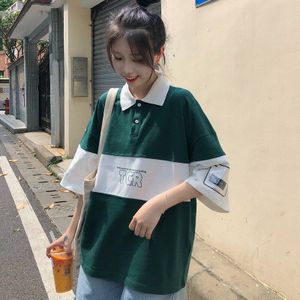 College Streep Polo Shirt Vrouwen Lange Mouwen Casual Katoen Sweatershirt Blauw Roze Zwart Top Lady Harajuku Shirts Schoolmeisje Tuniek