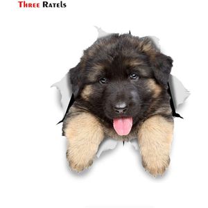 Drie Ratels FTC-1086 3D Hond Stickers Duitse Herder Puppy Voor Muur, Raam, Koelkast, Toilet En Kast Stickers