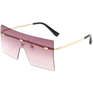 Oversized Randloze Zonnebril Vrouwen Metalen Gradiënt Zonnebril Luxe Lady Sunglass Eyewear UV400 Shades Gafas De Sol