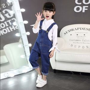 Herfst Jongens Denim Jumpsuits Kids Meisjes Denim Bib Broek Mode Kinderen Jeans Overalls Lange Kids Bretels Broek