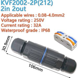 IP68 Waterdichte Kabel Connector KVSF-15 2 In 2 Out 2Pin 3Pin 4Pin 5Pin Elektrische Terminal Adapter Wire Connector Led Licht