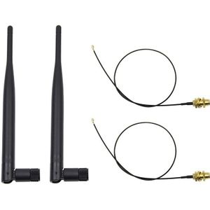 2 X 6dBi 2.4Ghz 5Ghz Dual Band Wifi RP-SMA Antenne + 2X35Cm U. Fl/Ipex Kabel