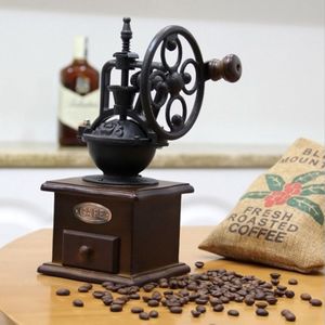 Hand Schudden Koffieboon Slijpmachines Vintage Grote Wiel Handleiding Koffiezetapparaat Gietijzeren