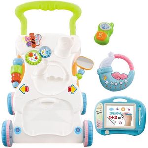 Multi-functionele Musicial Wandelaars Speelgoed Baby Vier Wielen Wandelwagen Activiteit Hoogte Speed Verstelbare Leren Zitten te Stand wandelen Auto