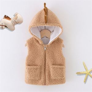 Patpat Baby Jongen/Meisje Effen Fuzzy Fleece Mouwloze Hooded Zip Uitloper Vest