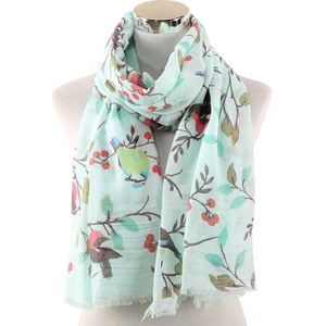 FOXMOTHER Lente Roze Witte Vogel Op Tak Print Sjaal Lichtgewicht Vogel Sjaal Wrap Dames Mode Sjaals Vrouwen