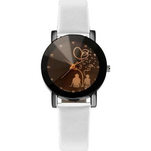 Minimalistische Klassieke Mode Paar Horloge Terug Rhinestone Faux Leather Analoge Quartz Horloges Liefhebbers