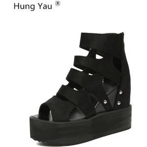 Wiggen Schoenen Voor Vrouwen Hoge Hak Sandalen Zomer Vrouwelijke Schoenen Flip Flop Open Peep Toe Holle Muffin Platform Sandalen Maat 35-39