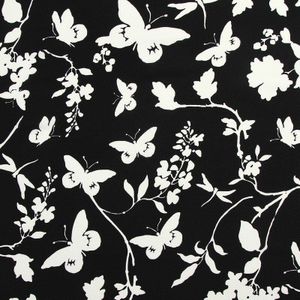 Mode Zwart-wit Chiffon Vlinder Print Stof Jurk Shirt Stof, Door De Meter