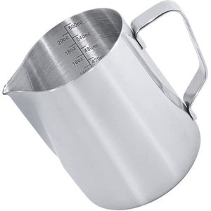AC86-Melk Opschuimen Werper, 600 Ml Melkkan Met Schaal [Cup, Ml, Ounce], rvs Melk Werper Cup Koffie Latte Jug