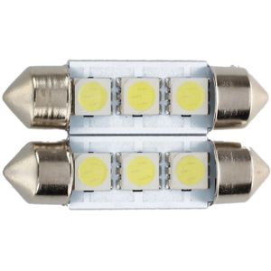 2x C5W 3 Led Smd 5050 36Mm Xenon Witte Lamp Plaat Shuttle Slingers Koepel Plafond Lamp Auto Licht
