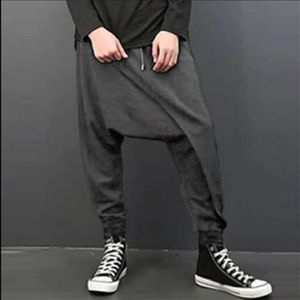 Zwart Grijs Casual Cross-broek Mannen Elastische Taille Volledige Lengte Losse Hiphop Mannelijke Broek Mode Heren joggers YT50125