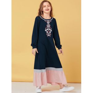 Kids Abaya Dubai Turkije Bangladesh Geel Lange Moslim Jurk Voor Meisje Maxi Jurken Kaftan Turkse Islamitische Kleding Vestidos