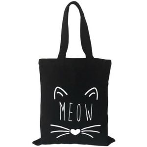 Mode Meow Kat Oor Canvas Dames Meisjes Eenvoudige Grote Capaciteit Opslag Handtas Schoudertas Tote Herbruikbare Shopping Bag