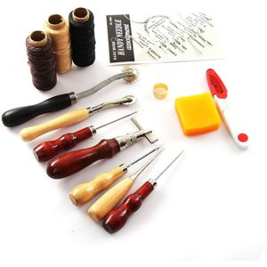 14Pcs Diy Leathercraft Tool Sets Hand Naaien Stiksels Punch Carving Gereedschap Kit Werk Zadel Purse Bag Leather Craft Maken gereedschap