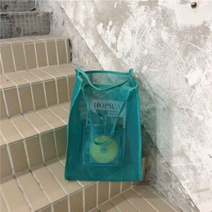 Vrouwen Mesh Handtas Mode Dames Opvouwbare Shopping Schoudertassen Herbruikbare Dagelijks Gebruik Strandtas Licht Grote Casual Tote