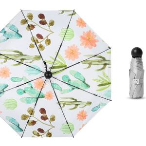 Titanium Zilver Paraplu Vrouwen Mini Pocket Parasol Meisjes Kids Draagbare Vijf Opvouwbare Paraplu Winddicht UPF50 +