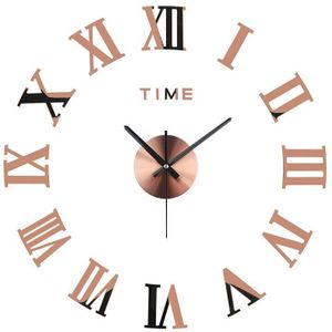 Diy 3D Grote Wandklok Sticker Acryl Spiegel Zelfklevende Grote Wandklokken Modern Romeinse Cijfers Klok Horloge Thuis decor