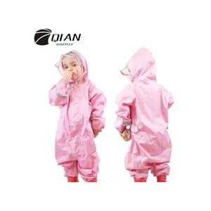 Qian 2-9 Jaar Oud Modieuze Waterdicht Jumpsuit Regenjas Hooded Cartoon Kids Een Stuk Regenjas Tour Kinderen regenkleding Pak