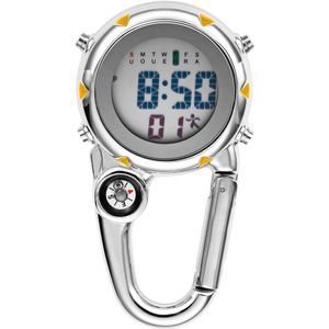 Digitale Karabijnhaak Horloge Multifunctionele Clip-On Zakhorloge Voor Arts Lichtgevende Outdoor Sport Kompas Klimmen Horloges Reloj