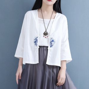 Chinese Stijl Kleding Vrouwen Blouse Geel Chinese Shirt Qipao Top Katoen Online Chinese Winkel Vrouwelijke Aziatische Kleding 10065