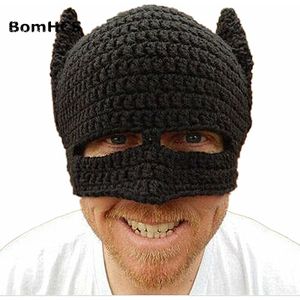 BomHCS mannen Dikke Kabel HANDGEMAAKTE Knit Beanie Duivelshoornen Cat Ear Hat Cap