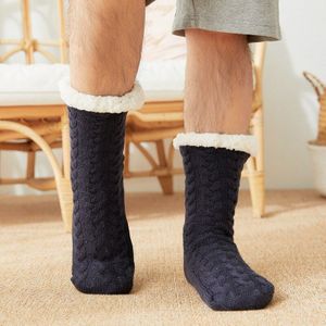 In Deur Mens Fleece Sokken Zachte Elastische Winter Warm Black Floor Kasjmier Sokken Anti-Slip Mannelijke Lange Dikke Katoenen sokken Mannen