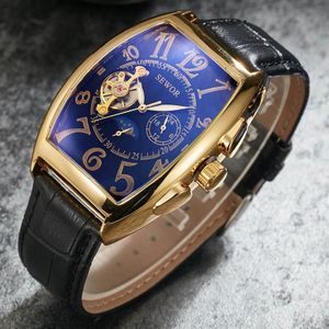 Retro Automatische Horloges Mannen Skull Skeleton Dial Self Wind Bruin Horloge Mannelijke Vintage Romeinse Aantal Klok Lederen Reloj Relogio