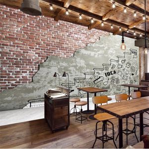Beibehang Custom grote muurschilderingen retro vintage cement bakstenen muur graffiti bar restaurant lounge achtergrond papel de parede behang