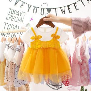 Koreaanse Stijl Kinderen Zomer Meisjes Korte Mouw Jurk Baby Mesh Prinses Jurk Grensoverschrijdende Baby Peuter Kleding jurken