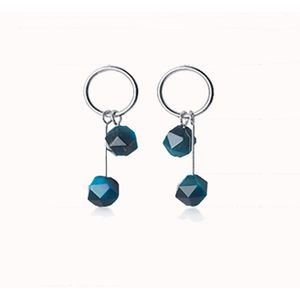 Inzatt Real 925 Sterling Zilver Blauwe Steen Oorbellen Voor Mode Vrouwen Party Fijne Sieraden Geometrische Accessoires