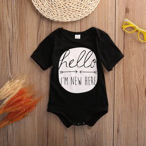 Pasgeboren Baby Jongens Meisjes Bodysuit Hello Zomer Korte Mouw Baby Kids Katoen Worden Body Kleding Outfit Playsuit Jumpsuit 0-24M